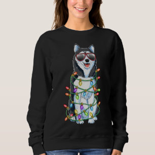 Siberian husky Julgran Ljus Santa Julafton Gi Sant T Shirt