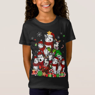 Siberian husky Julgran T Shirt Julafton Gift Do