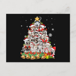 Siberian husky julgransljus hund xmas vykort