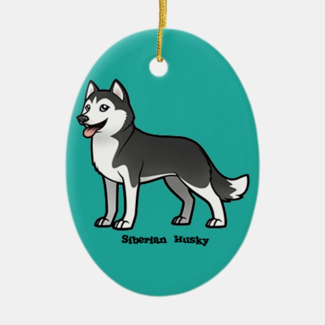 Siberian husky julgransprydnad keramik (Framsidan)