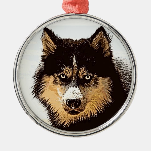Siberian husky julgransprydnad metall (Framsidan)