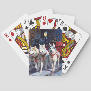 Siberian Husky Julhögtid Casinokort