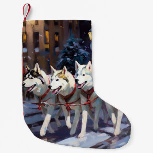 Siberian Husky Julhögtid Liten Julstrumpa