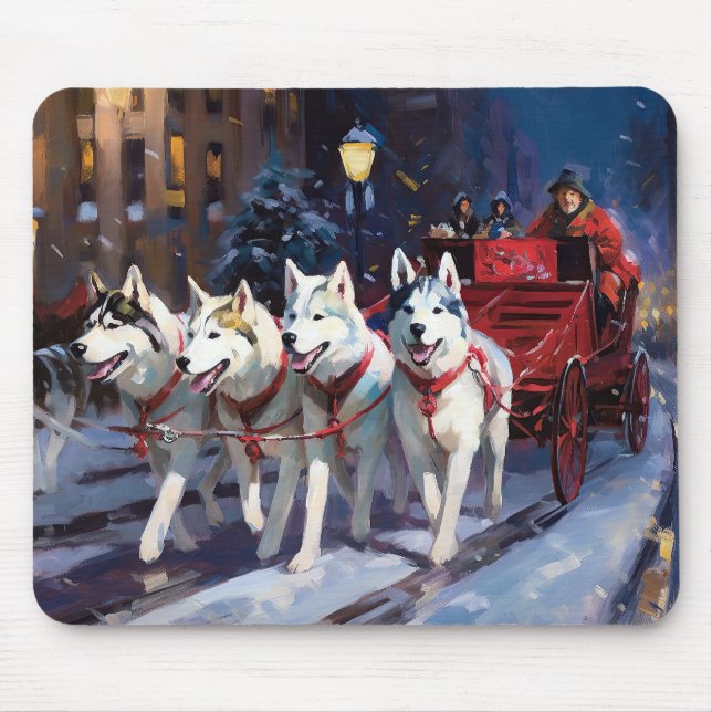 Siberian Husky Julhögtid Musmatta (Framsidan)