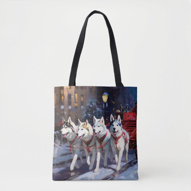 Siberian Husky Julhögtid Tygkasse (Framsida)