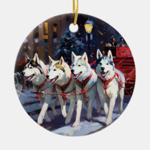 Siberian Husky Julhögtidssäsong Julgransprydnad Keramik