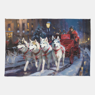 Siberian Husky Julhögtidssäsong Kökshandduk