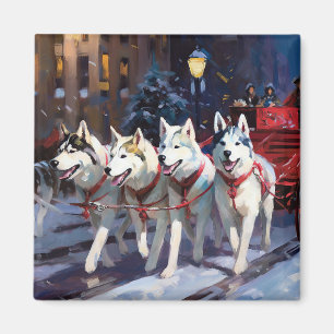 Siberian Husky Julhögtidssäsong Magnet