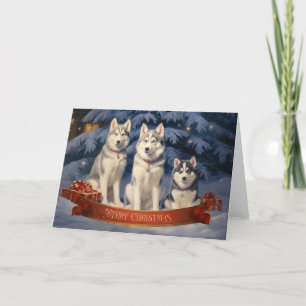 Siberian husky-julkort 2 tack kort