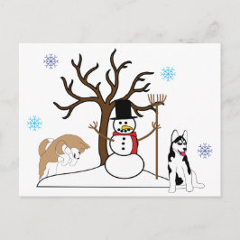 Siberian husky julkort helg vykort