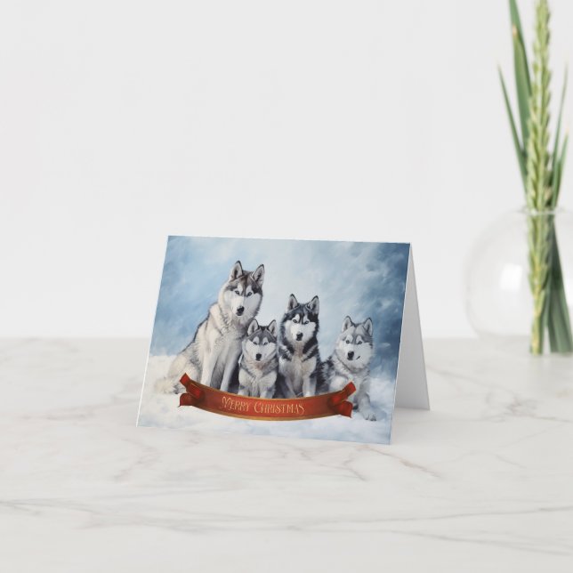 Siberian husky julkort helgkort (Framsida)