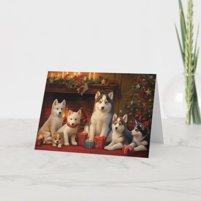 Siberian husky julkort tack kort (Framsida)
