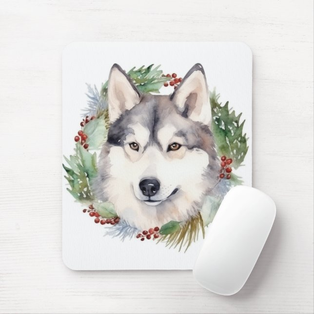 Siberian Husky Julkrans Festiv Valp Musmatta (Med mus)