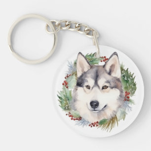Siberian Husky Julkrans Festlig Valp