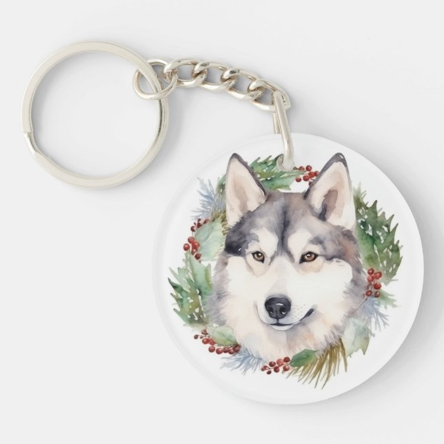 Siberian Husky Julkrans Festlig Valp (Framsidan)