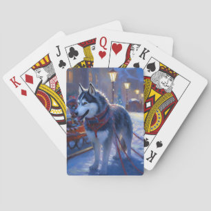 Siberian husky julsäsong casinokort