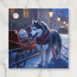 Siberian husky julsäsong gåvor etiketter