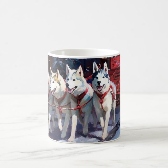 Siberian husky julsäsong kaffemugg (Center)