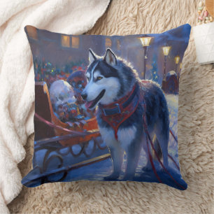 Siberian husky julsäsong kudde