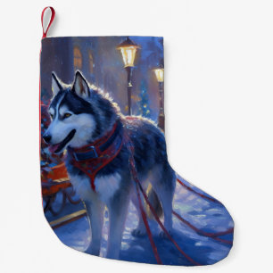 Siberian husky julsäsong liten julstrumpa