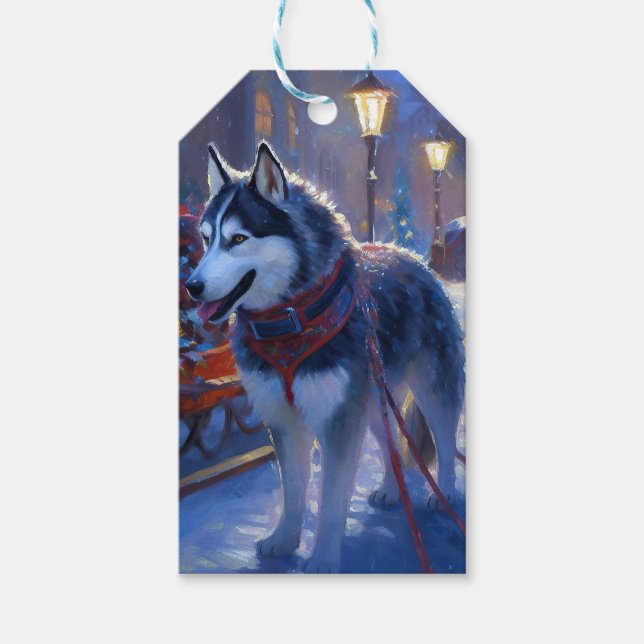 Siberian husky julsäsong presentetikett (Framsidan)
