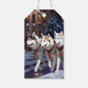 Siberian husky julsäsong presentetikett