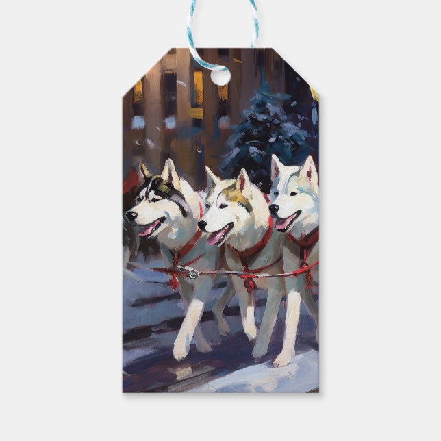 Siberian husky julsäsong presentetikett (Framsidan)