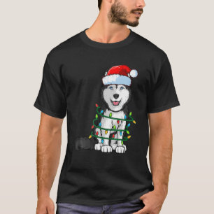 Siberian husky jultomten Hat Julafton Ljus Hund T Shirt