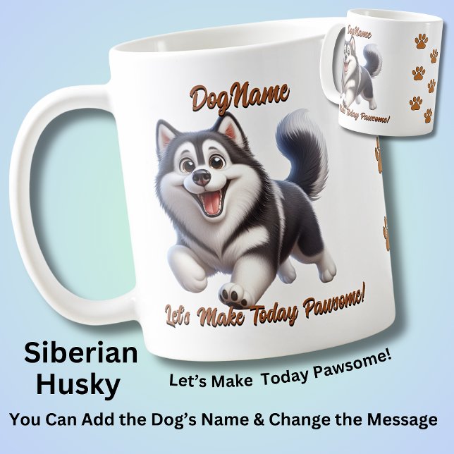 Siberian husky - Lägg till Hund Namn, Ändra text Kaffemugg (Skapare uppladdad)