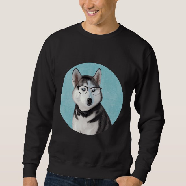 Siberian husky lång ärmad tröja (Framsida)
