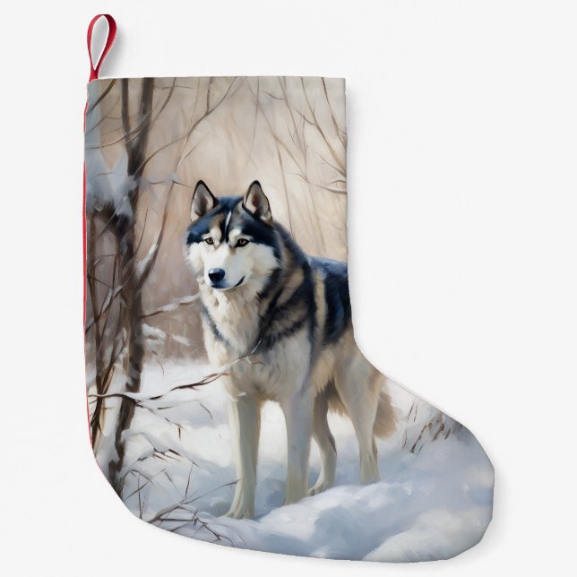 Siberian husky Låt det snöa jul Liten Julstrumpa (Framsidan)