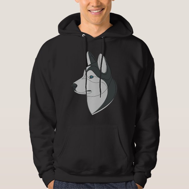 Siberian husky Linear Hund Hoodie (Framsida)