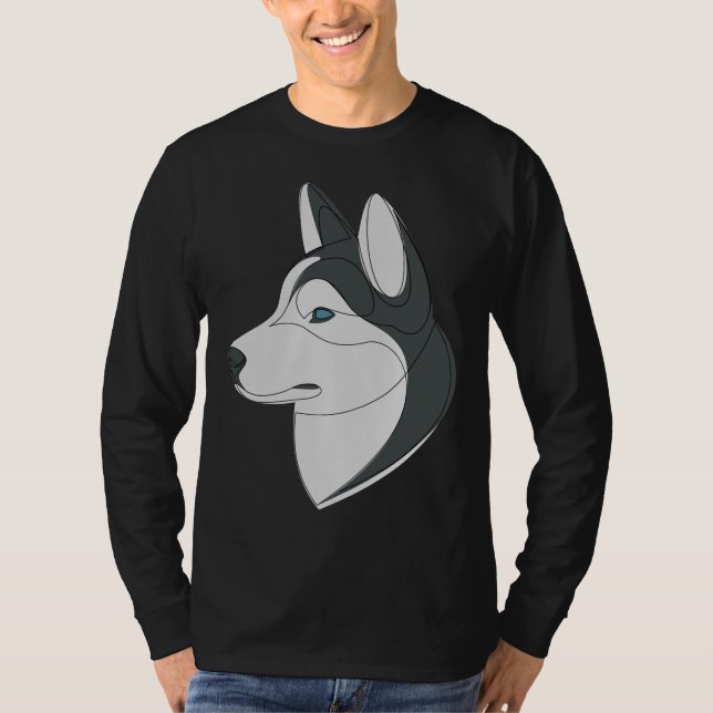 Siberian husky Linear Hund T Shirt (Framsida)