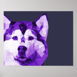 Siberian husky Low Poly Art i Lila Poster
