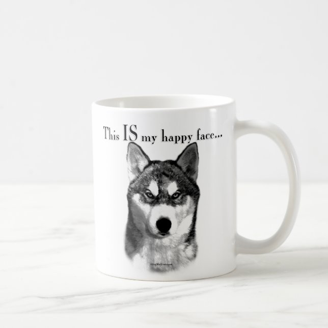 Siberian husky Lycklig Ansikte Kaffemugg (Höger)