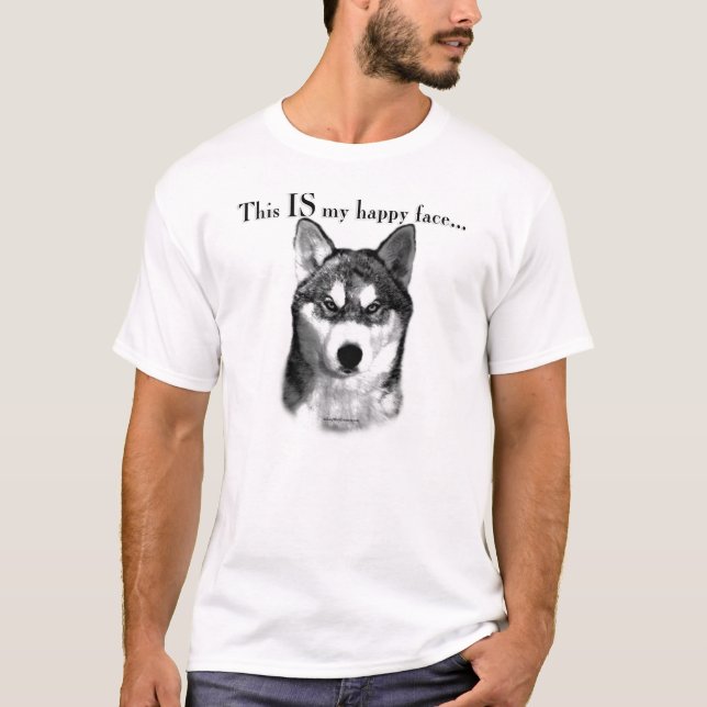 Siberian husky Lycklig Ansikte T-shirt (Framsida)