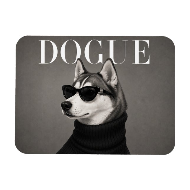 Siberian Husky Lyx Mode Hund Porträtt Flexi M Magnet (Horisontell)