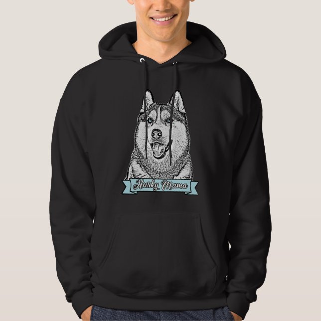Siberian husky Mamma Påstående Hoodie (Framsida)