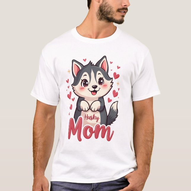 Siberian Husky Mamma Söt Kawaii Design T Shirt (Framsida)