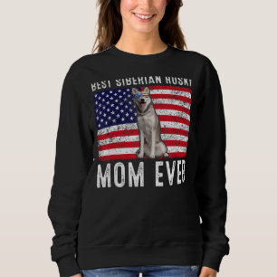 Siberian husky Mamma USA amerikanska Flagga T Shirt