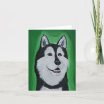 Siberian husky-mappat gratulationskort
