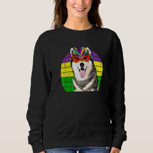 Siberian husky Mardi Gras Party Hund Mask Pärlor T Shirt
