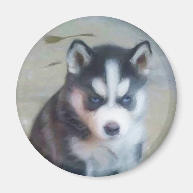 Siberian husky marionettkonst magnet (Framsidan)