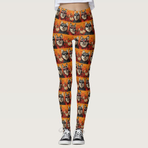 Siberian Husky med hjärtrusor Alla hjärtans dag Leggings