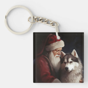 Siberian husky med Jultomten julafton