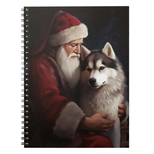 Siberian husky med Jultomten julafton Anteckningsbok (Framsidan)