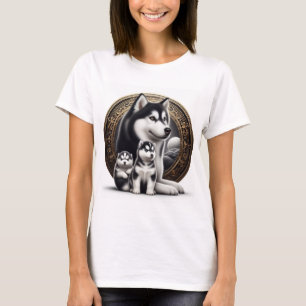Siberian husky med Valper T Shirt