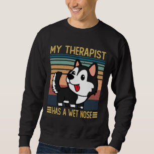 Siberian husky Min terapist har Blöt Siberi Lång Ärmad Tröja