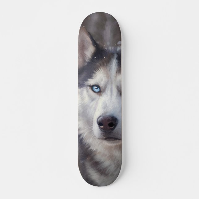 Siberian husky mini skateboard bräda 18,5 cm (Framsida)