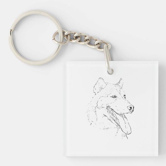 Siberian Husky – minimalistisk hund linjedragning (Framsidan)